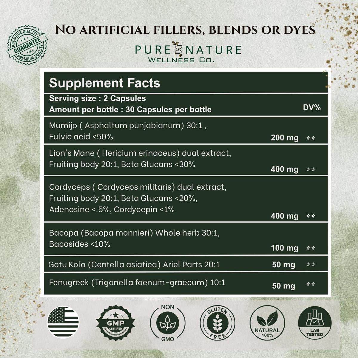Focus + Energy + Performance Support-6-in-1 Mushroom Nootropic & Mitochondrial Complex-Advanced Brain Supplement-Natural Energy-Caffeine Free Biohack with Lion’s Mane,Cordyceps,Mumijo,Fenugreek Pure Nature Wellness Co.Buy Supplements Australia