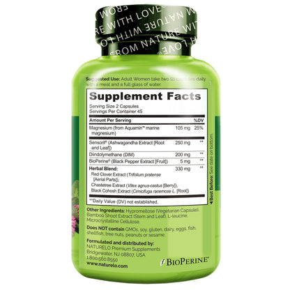 NATURELO Menopause Supplements for Women, Herbal Blend with Black Cohosh for Menopause Hot Flashes Advanced Estrogen Multi-Symptom Formula 90 Capsules NATURELOBuy Supplements Australia
