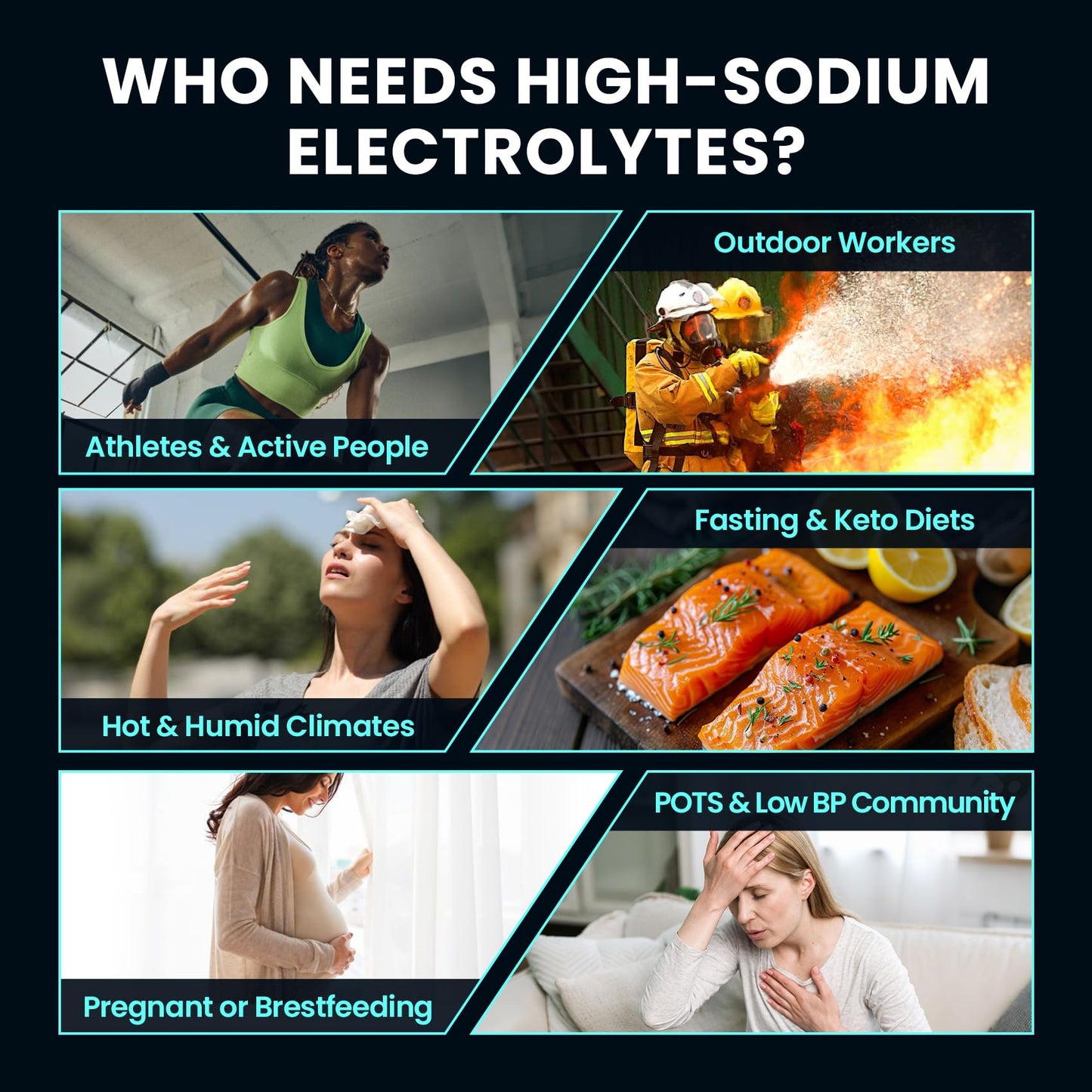 Venture Pal High Sodium Sugar Free Electrolytes Powder Packet, Zero Calories Hydration Packets with Vitamin, Sodium, Potassium & Magnesium, Electrolyte Drink Mix