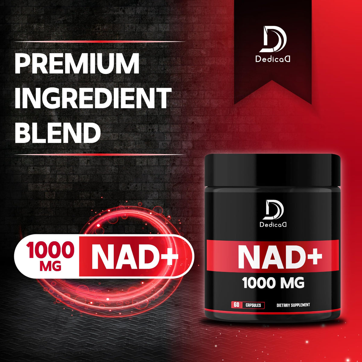DEDICAD NAD Supplement 1000 mg - Pure NAD Supplement - Energy and DNA Repair, Aging Defense, Brain Function - 60 Capsules DEDICADBuy Supplements Australia