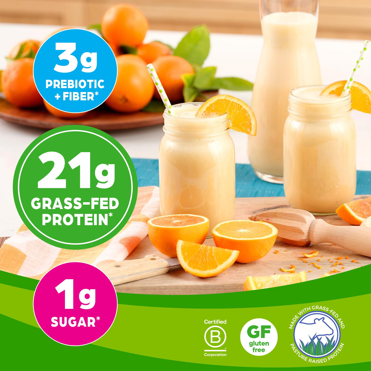 Orgain Whey Protein Powder, Vanilla Bean - 21g Grass Fed Dairy Protein, Gluten Free OrgainBuy Supplements Australia