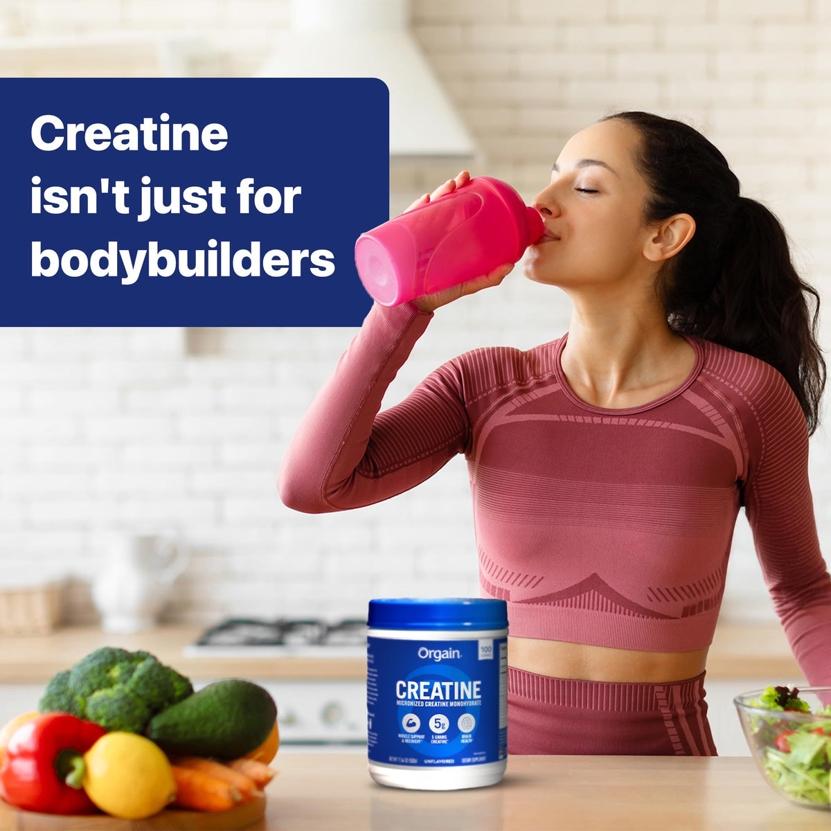 Orgain Creatine Monohydrate Micronized Powder, 100 Servings, Unflavored, Supports Muscle Growth, Post Workout Recovery and Brain Health, No Artificial Additives, for Men & Women, Vegan OrgainBuy Supplements Australia