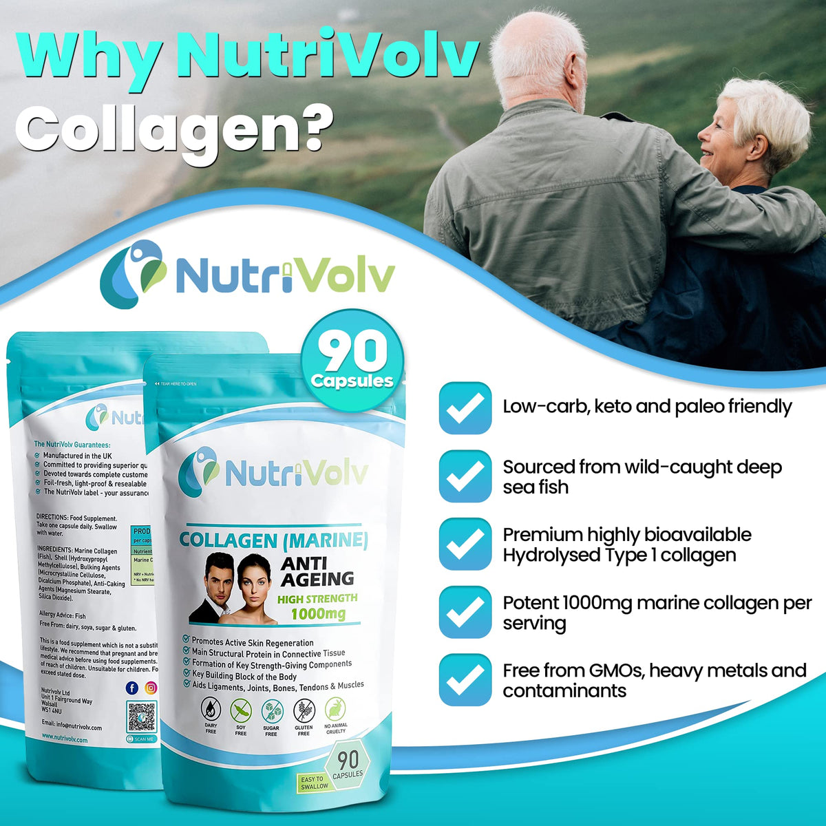 Nutrivolv Collagen Marine (1000mg) Supplement for Skin , Anti Ageing NutrivolvBuy Supplements Australia