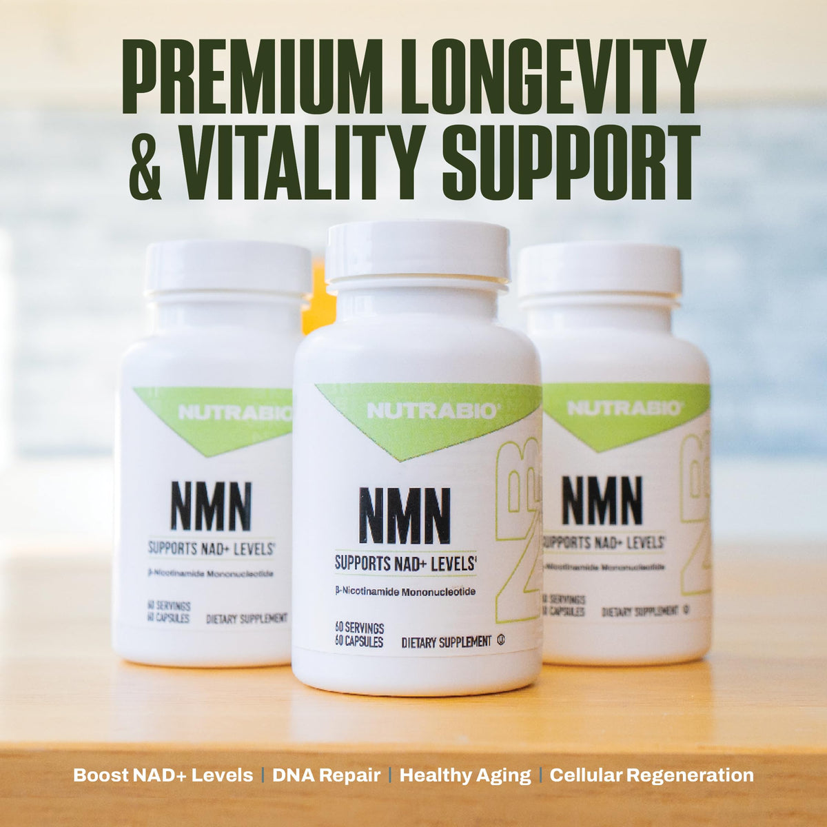 NutraBio NMN - NAD Supplement, Longevity Support, Boost NAD Levels, Increase Cellular Energy, Brain Health, Healthy Aging- 60 Servings- 60 Capsules NutraBioBuy Supplements Australia