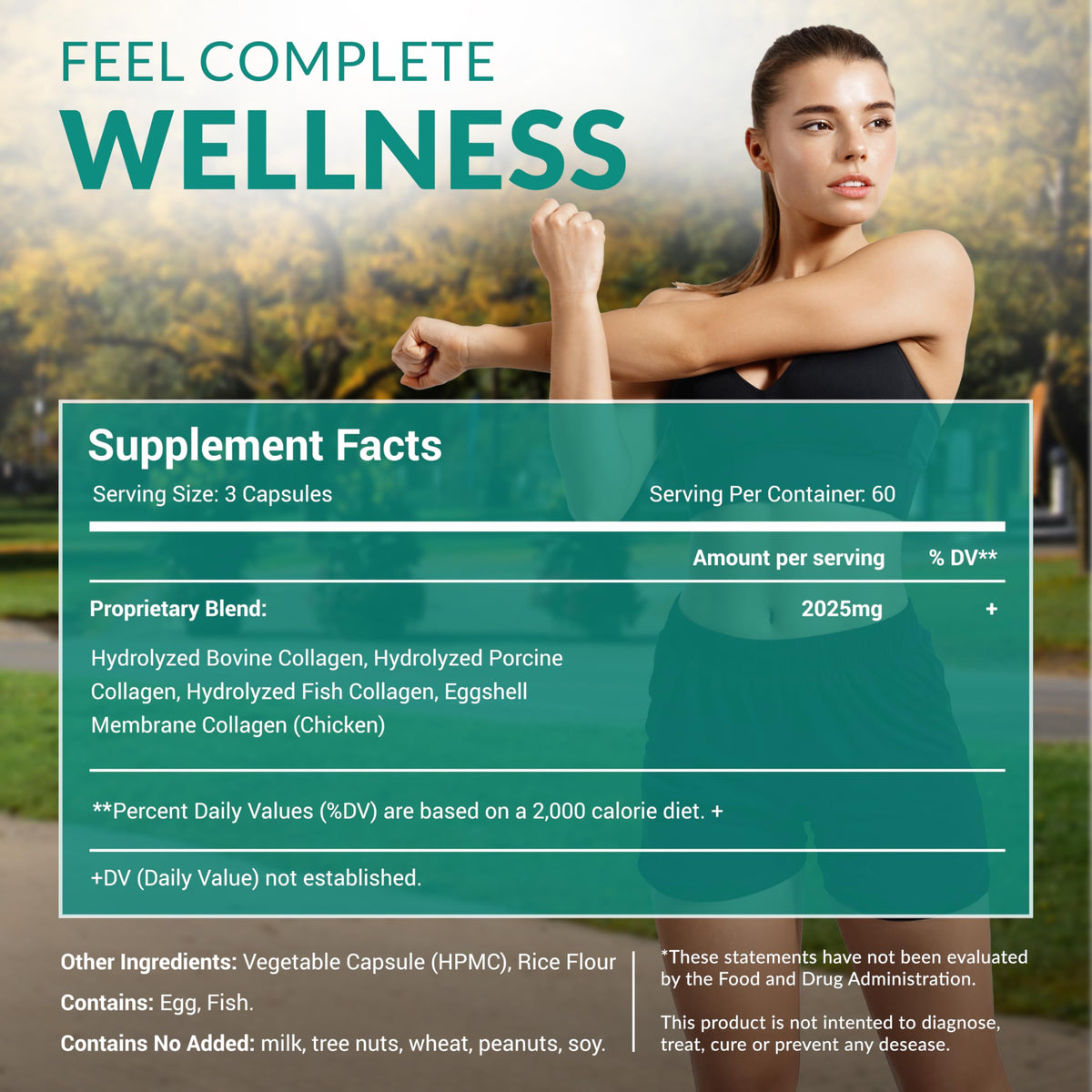 Multi Collagen 180 Protein Capsules - Type I, II, III, V, X Collagen Pills - Proprietary Blend of Eggshell, Chicken, Wild Fish & Grass-Fed