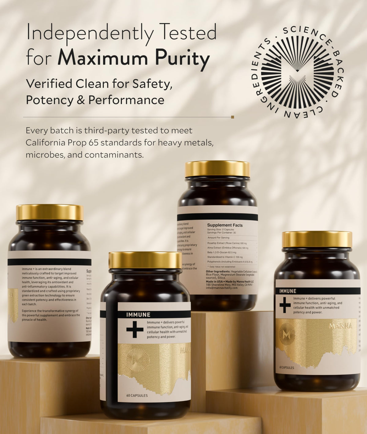 Manna Immune+ Capsules | 500mg Amla Extract & 500mg Rosehip Extract | Vitamin C Supplement for Immune Boost, Antioxidants, Heart Health, Digestion & Immune System Support | For Daily Use | 60 Count M MannaBuy Supplements Australia