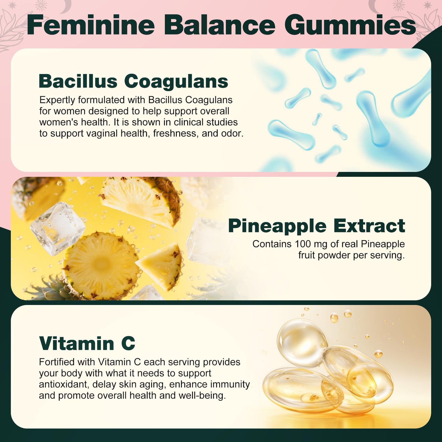 Oneoo Feminine Balance Gummies - Premium Balance Gummies for Women's pH Health, Feminine Gummy for Immune & Energy Support, Vegan, Gluten-Free, Hawaiian Pineapple, 60 Count OneooBuy Supplements Australia
