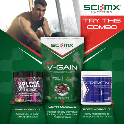 SCI-MX Pro V Gain 100% Plant Based Vegan Protein Formula With No Added Sugar - Chocolate Flavour - 900g - 20 SERVINGS SCI-MXBuy Supplements Australia