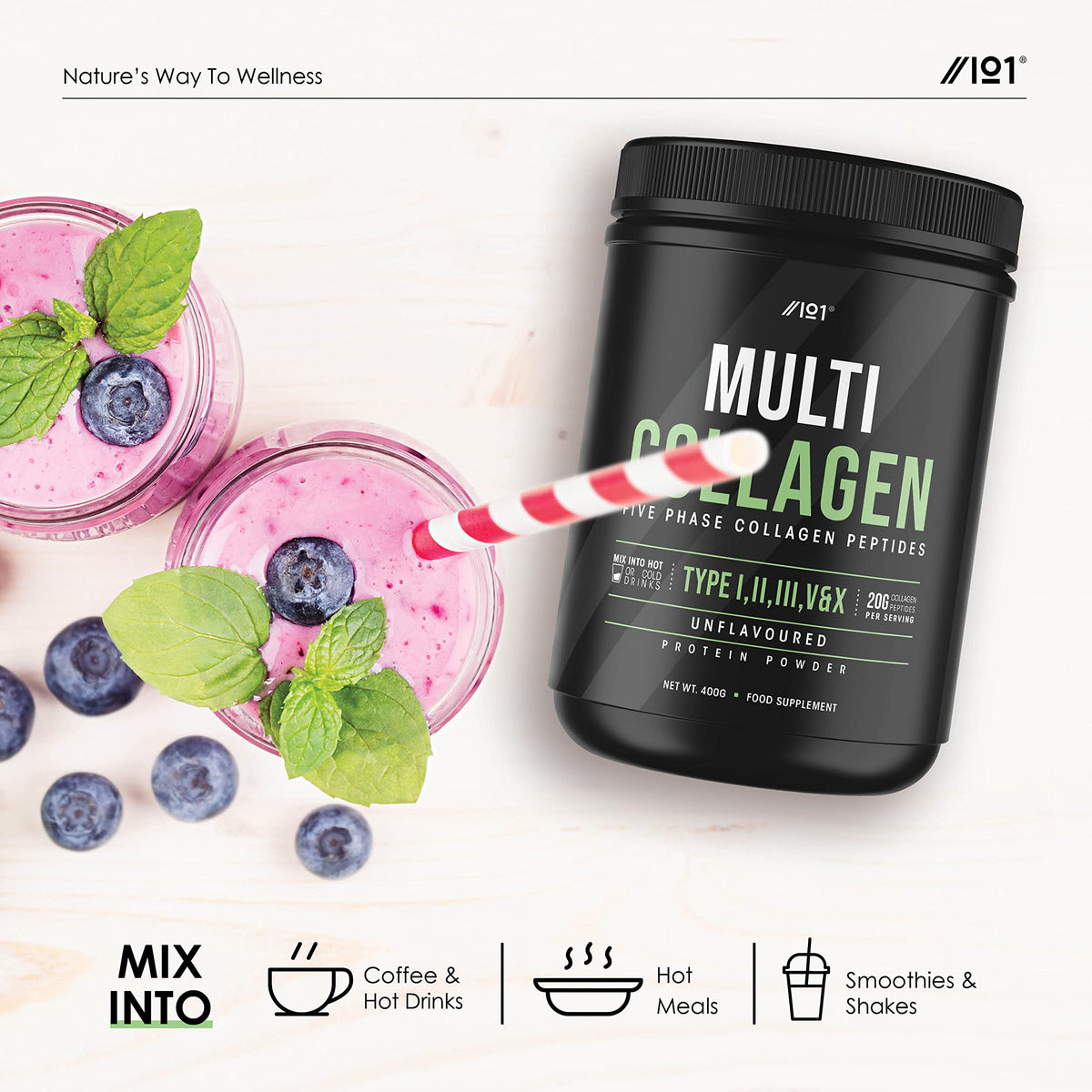 Multi Collagen Protein Powder (400g) - Types I, II, III, V & X - Hydrolyzed Grass Fed Bovine, Wild Caught Fish ALPHA01Buy Supplements Australia