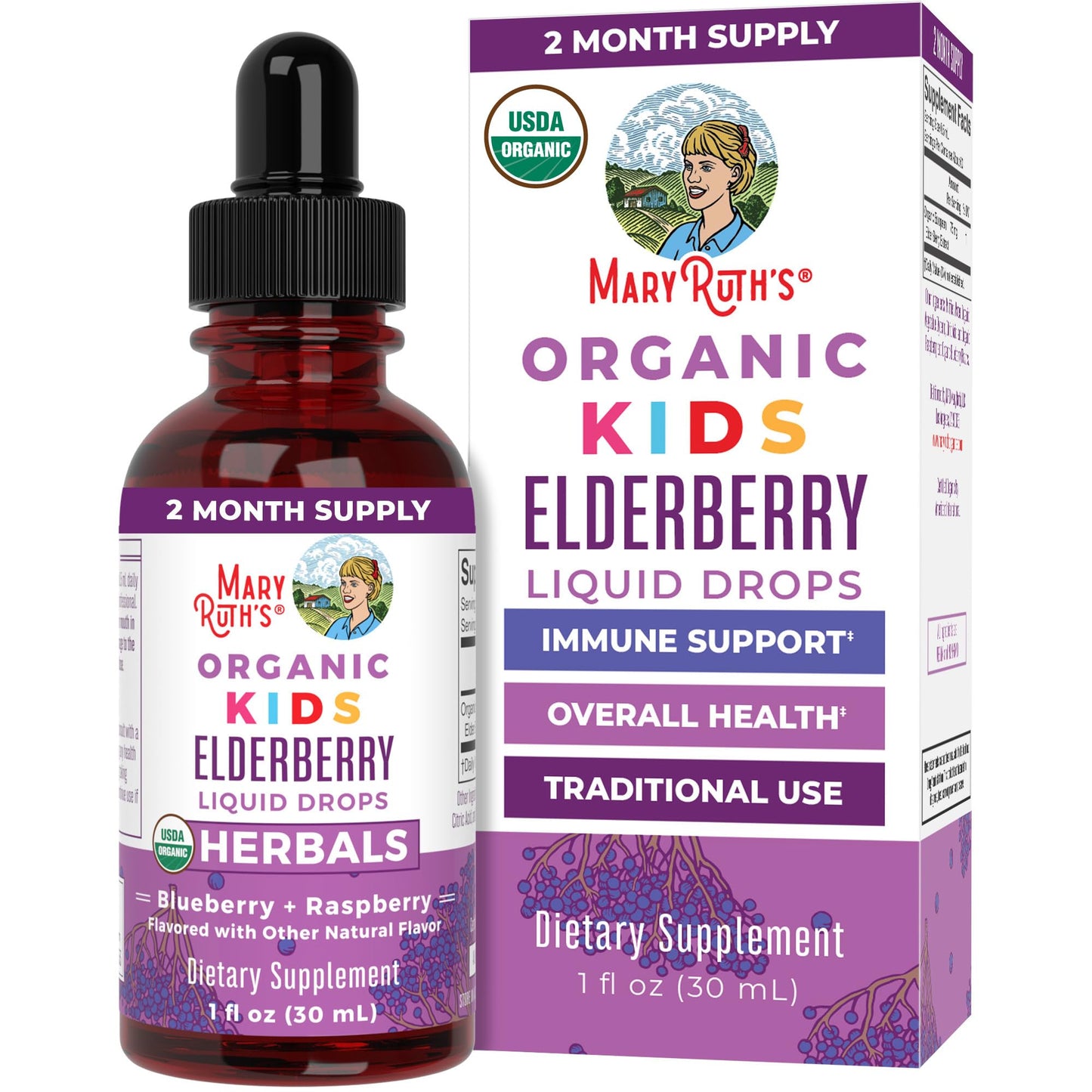 MaryRuth Organics USDA Organic Elderberry Liquid Drops for Kids | Vegan Elderberry Extract Organic Glycerin | Immune Support Supplement | Overall Health | Formulated for Ages 4-13 | 1oz MARYRUTH'SBuy Supplements Australia