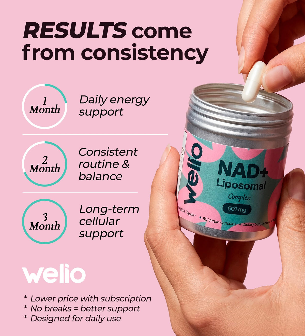Liposomal NAD Supplement 601mg | Third-Party Tested, High Purity NAD+ | Anti-Aging & Cellular Health | NMN Supplement Alternative | Advanced NAD+ Supplement for Women & Men – 60 Capsules WelioBuy Supplements Australia