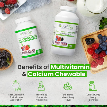 BariSlim Bariatric Calcium Citrate & Advanced Chewable Bariatric Multivitamin with Iron - Bariatric Vitamin and Supplement for Post Bariatric Surgery Including Gastric Bypass and Gastric Sleeve BariSlim buy supplements Au