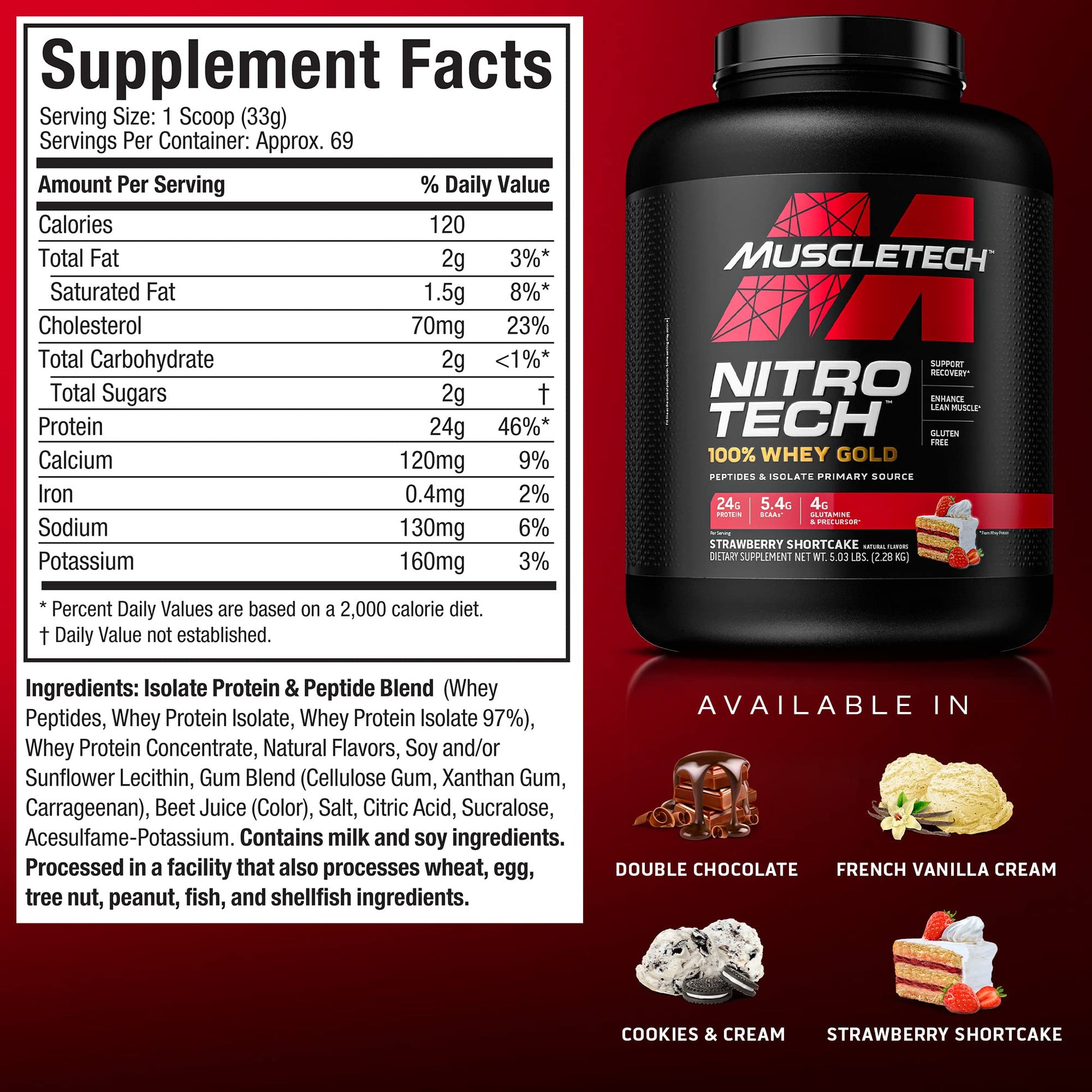 Whey Protein Powder MuscleTech Nitro-Tech Whey Gold Protein Powder Whey Protein MuscleTechBuy Supplements Australia