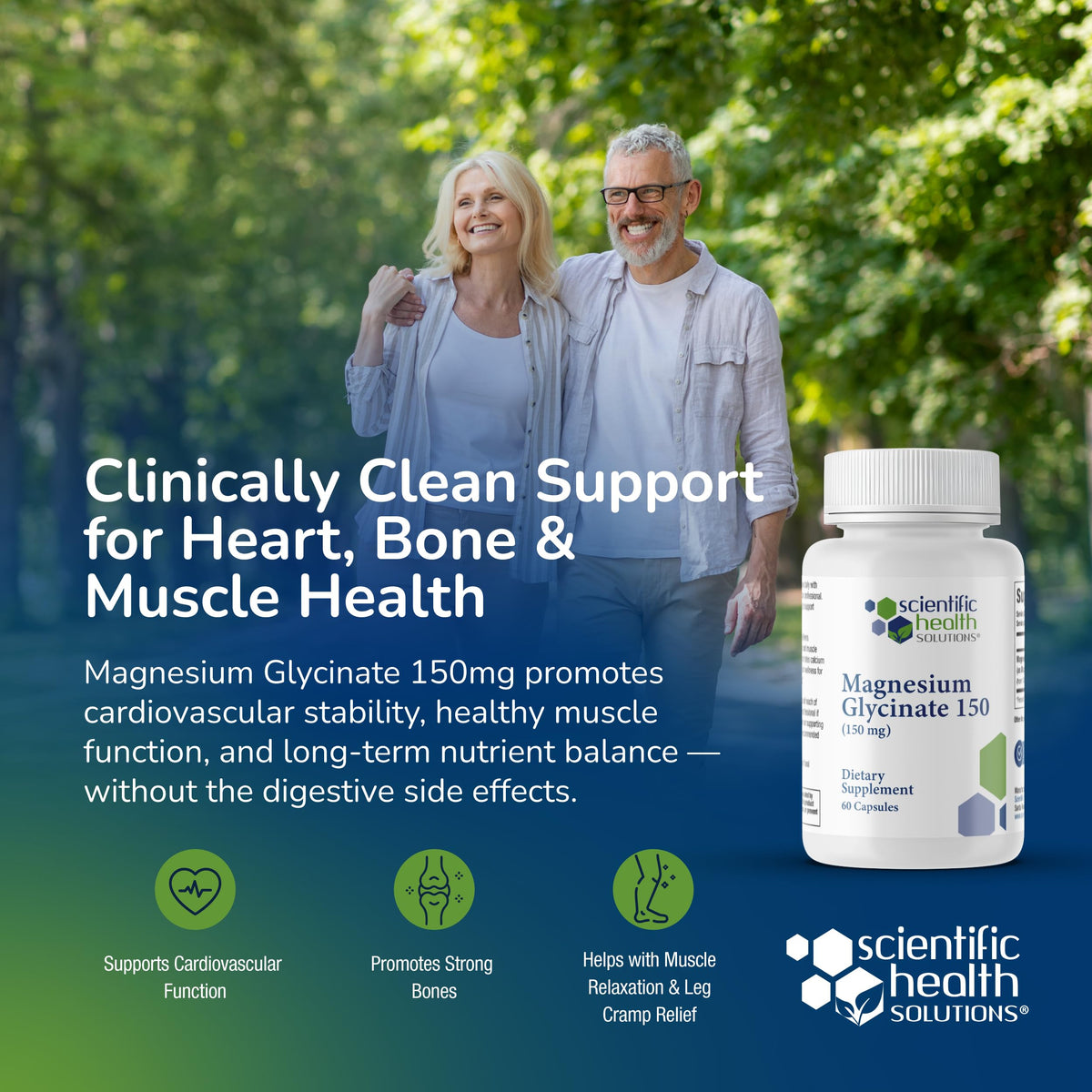Scientific Health Solutions Magnesium Glycinate 150 mg – High‑Absorption Magnesium for Heart, Bone & Muscle Health – Supports Leg Cramps & Cardiovascular Function – Gentle on Stomach, Vegan, 60 Count Scientific Health SolutionsBuy Supplements Australia