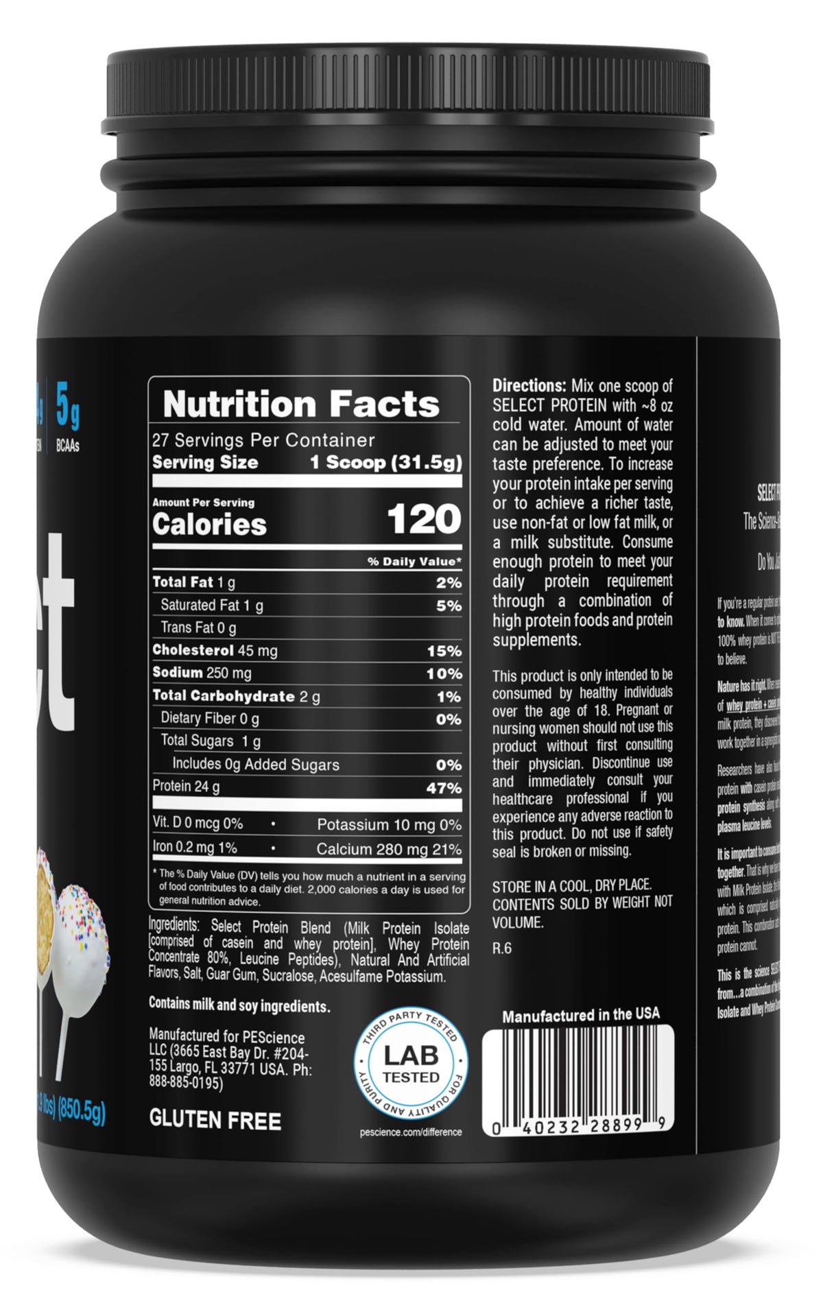PEScience Select Low Carb Protein Powder, Cake Pop, 27 Serving, Keto Friendly PEScienceBuy Supplements Australia
