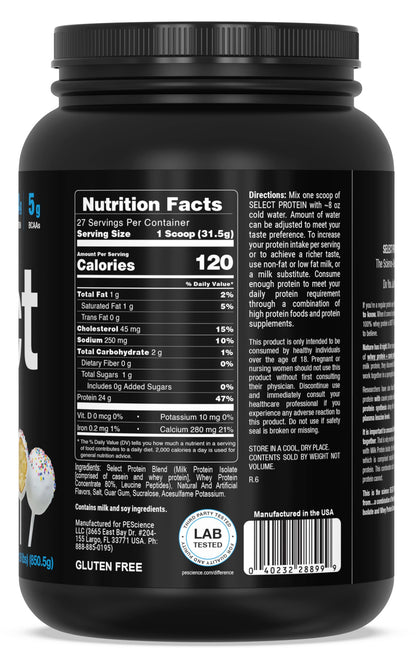 PEScience Select Low Carb Protein Powder, Cake Pop, 27 Serving, Keto Friendly PEScienceBuy Supplements Australia