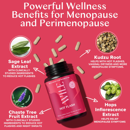 WILE Menopause and Perimenopause Supplements for Women - Hot Flashes and Night Sweats Relief with Kudzu Root - Premenopause Support for Stress, Hot Flash, Hormone Balance & Restful Sleep, 30 Servings WILEBuy Supplements Australia