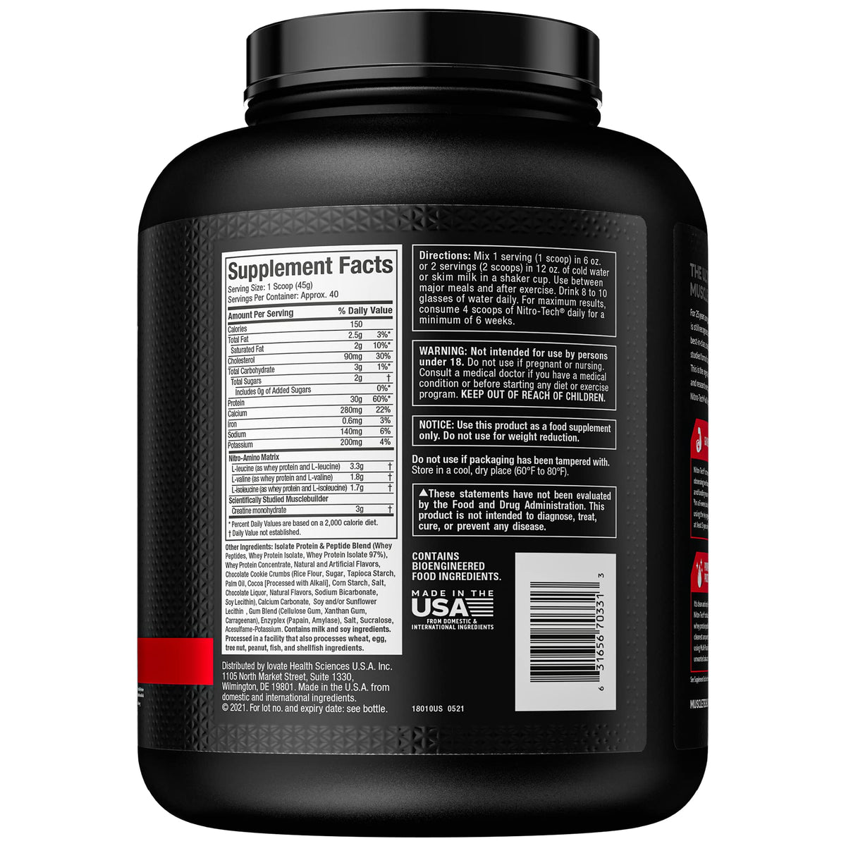 Whey Protein Powder MuscleTech Nitro-Tech Whey Protein Isolate & Peptides Protein MuscletechBuy Supplements Australia