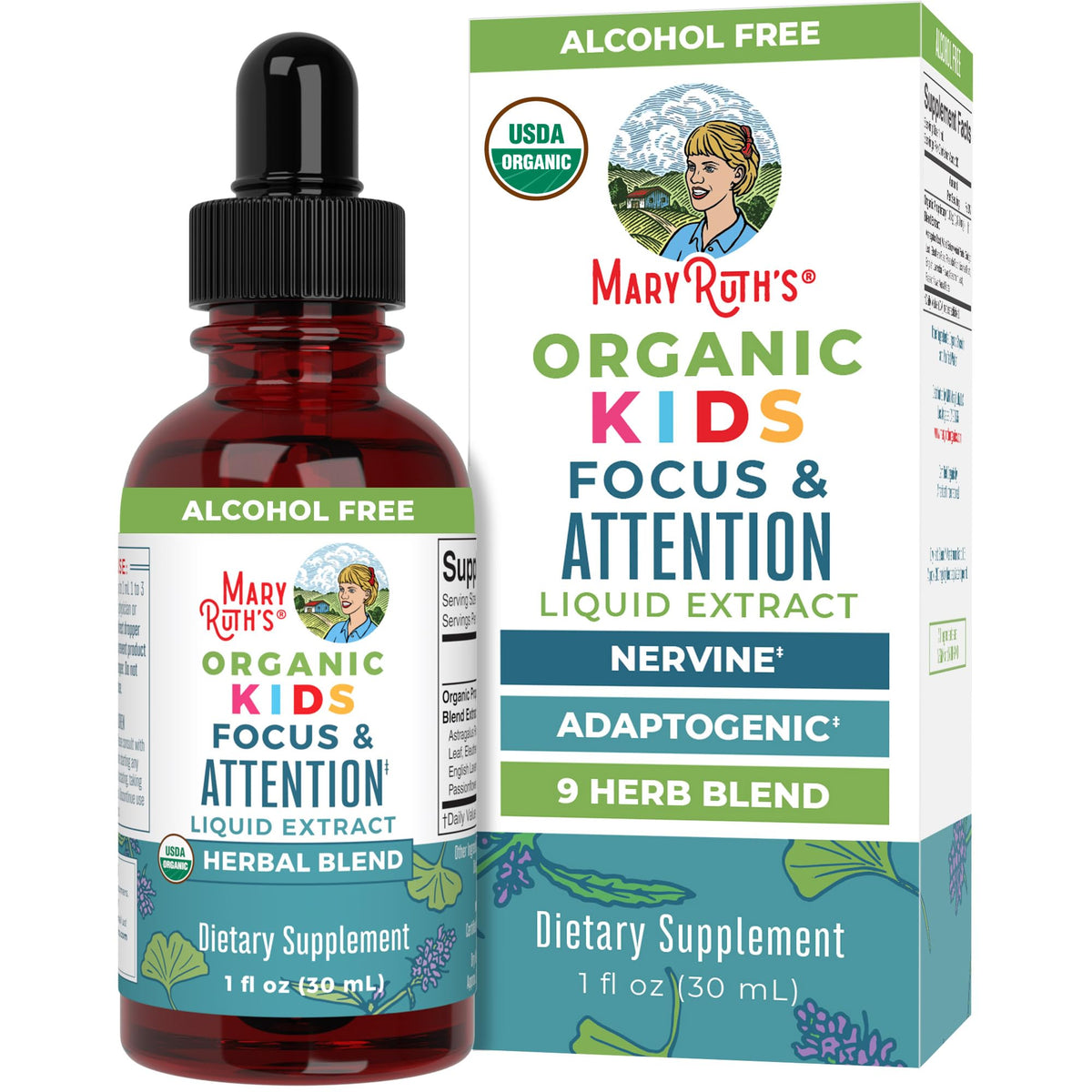 MaryRuth Organics Kids Focus & Attention Drops | USDA Organic Drops | Ginkgo Biloba | Rhodiola Root & Licorice Root | Adaptogenic | Calm | Vegan | Non-GMO | Gluten Free | 30 Servings MARYRUTH'SBuy Supplements Australia