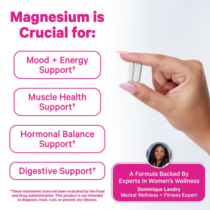 Pink Stork Magnesium Glycinate with Vitamin D - Magnesium Supplement for Women to Support Natural Calm, Mood, and Sleep - Hormone Balance for Women - 60 Capsules, Berry Essence, 1 Month Supply Pink StorkBuy Supplements Australia
