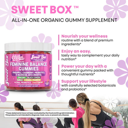 Clean Nutra Feminine Balance Gummies for Women Pineapple VaginalProbiotics pH Balance Cranberry D Mannose Supplement Inositol Black Cohosh Evening Primrose Garlic Vitex GLA Prebiotics Folate 60ct Clean NutraceuticalsBuy Supplements Australia
