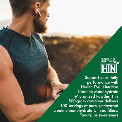 Health Thru Nutrition Creatine Monohydrate Micronized Powder – 500g Pure Unflavored – 5g Per Scoop – Workout Support, Muscle Fuel and Recovery Bulk Supplement | Non-GMO, Vegan Health Thru NutritionBuy Supplements Australia