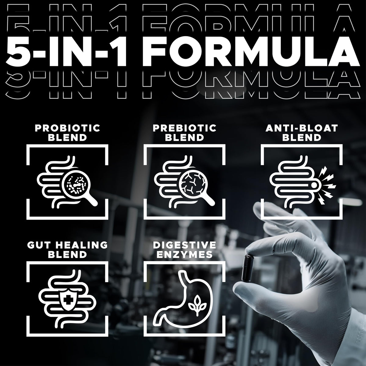 DIGESTIVAL 5-in-1 Gut Health Formula: Probiotics, Prebiotics, Enzymes, Gut Healing & Bloat Relief with 53 Ingredients, 60 Billion CFU, and Advanced Support for IBS,