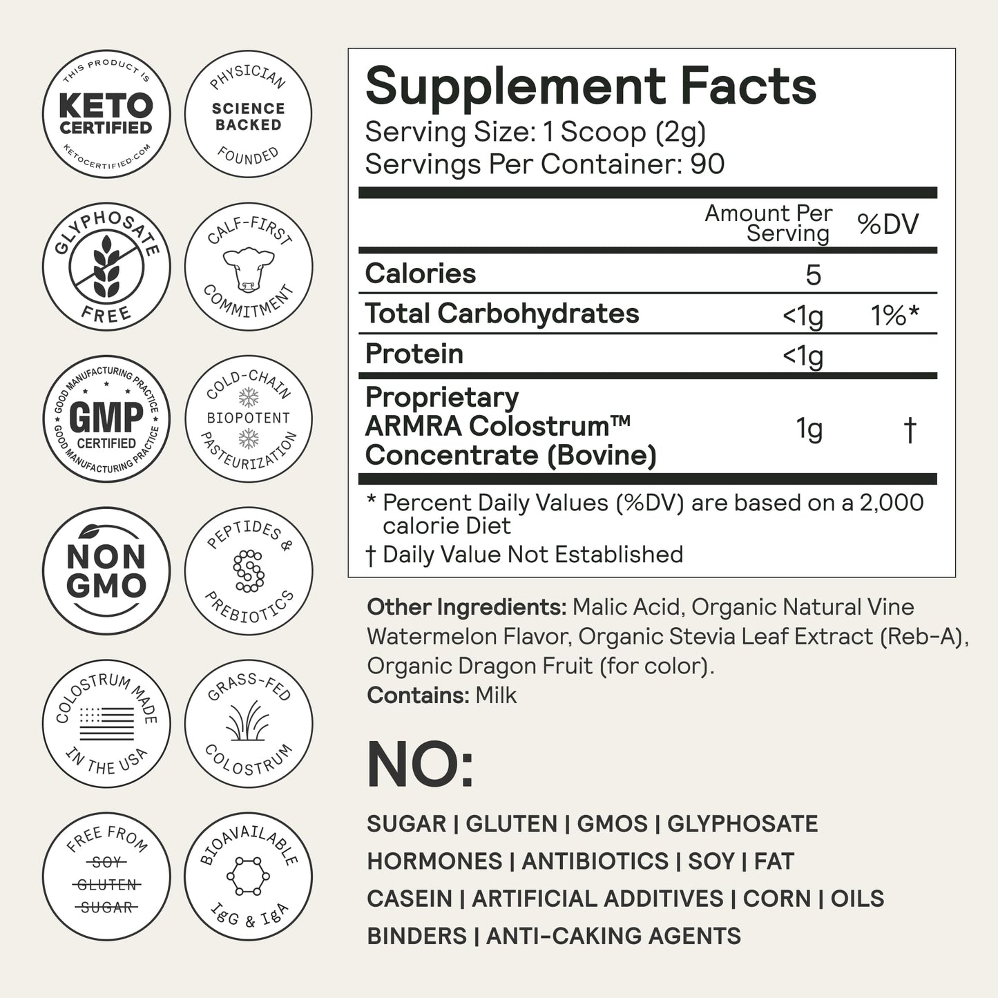 ARMRA Colostrum Powder | Vine Watermelon | Gut Health & Bloating | Skin & Hair | Immunity | Keto, Gluten & Fat-Free | 90 Servings ARMRABuy Supplements Australia