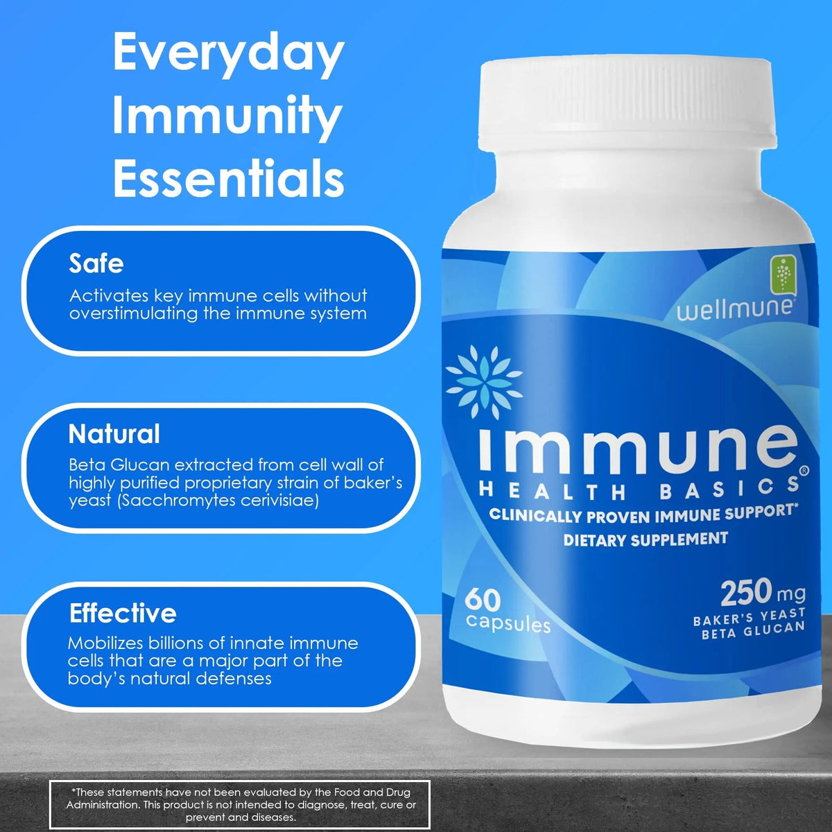 Immune Health Basics Ultra Strength Immunity - Clinically Proven Immune Support - Wellmune Highly Purified Beta Glucan - Gluten-Free, Non-allergenic Immune Health BasicsBuy Supplements Australia