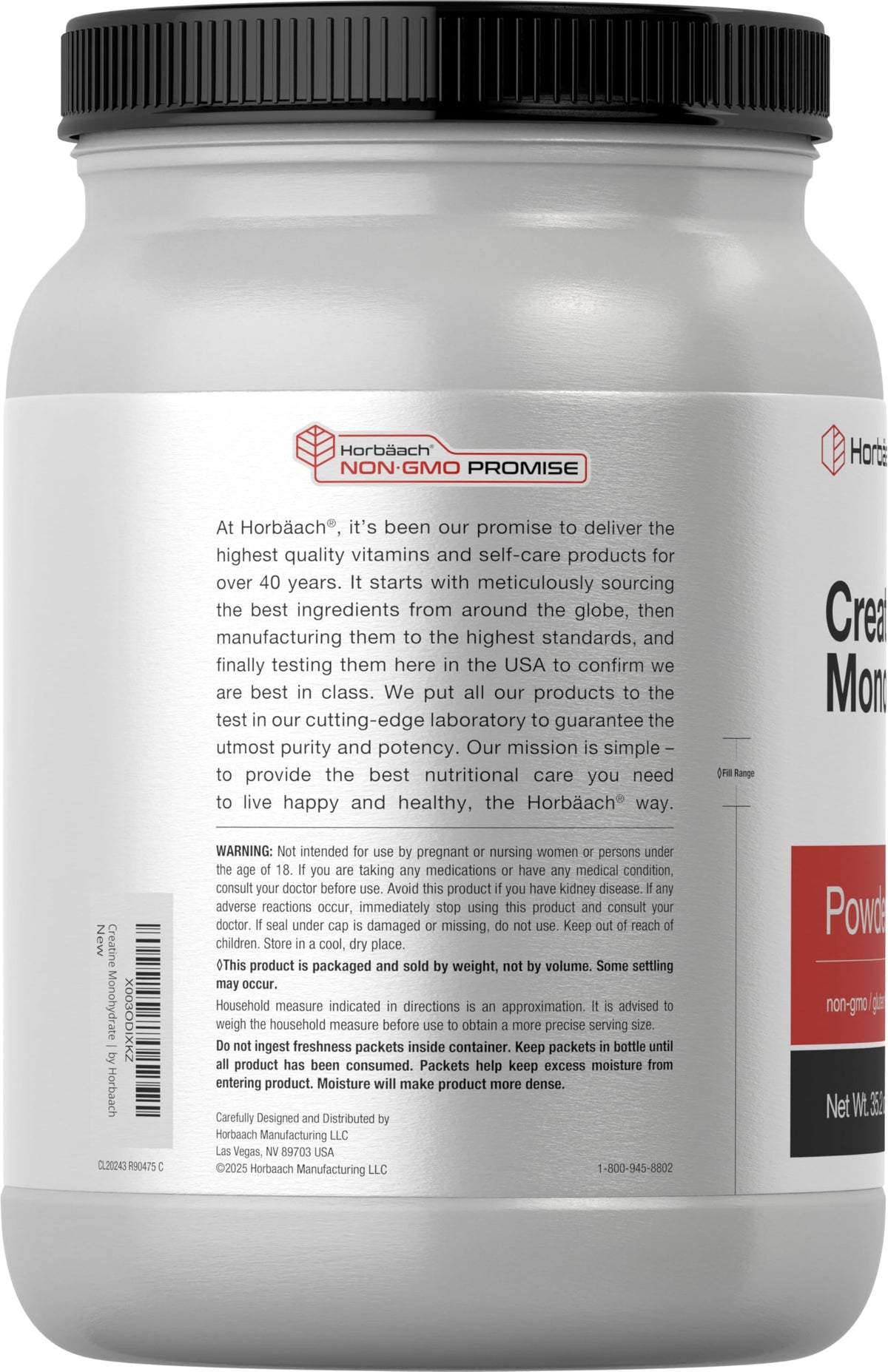 Horbäach Creatine Monohydrate Powder | 2.2lbs (35.2 oz) | Micronized and Unflavored | Vegetarian, Non-GMO, and Gluten Free Supplement HorbäachBuy Supplements Australia