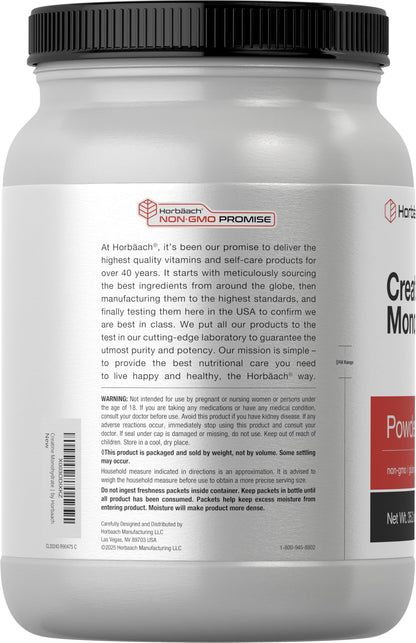 Horbäach Creatine Monohydrate Powder | 2.2lbs (35.2 oz) | Micronized and Unflavored | Vegetarian, Non-GMO, and Gluten Free Supplement HorbäachBuy Supplements Australia