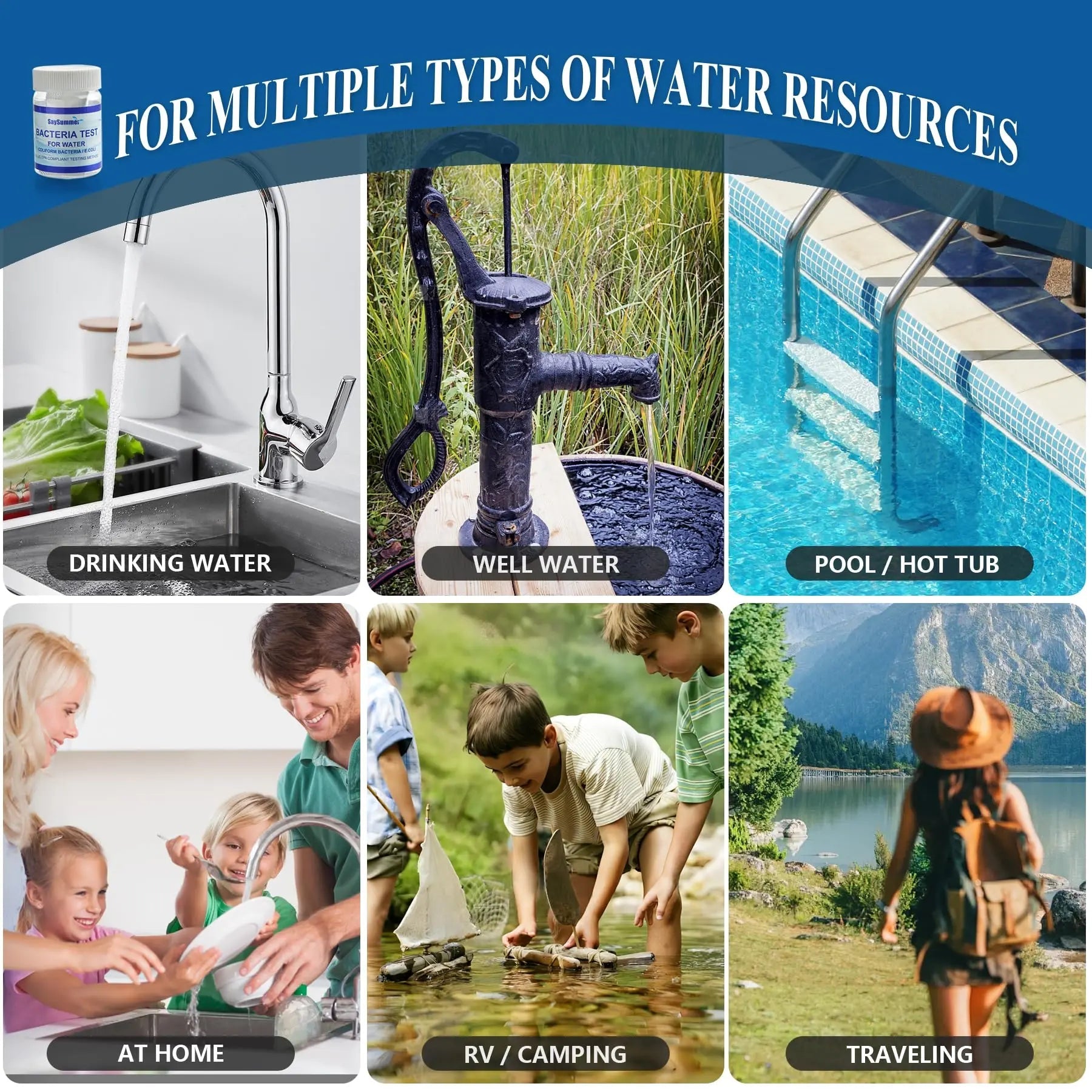 Drinking Water Bacteria Test Kit: 4 Tests Detecting Coliform E coli Bacteria - at Home Well Water Testing Kits for Drinking Water Pool Hot Tub Aquarium and More SaySummerBuy Supplements Australia