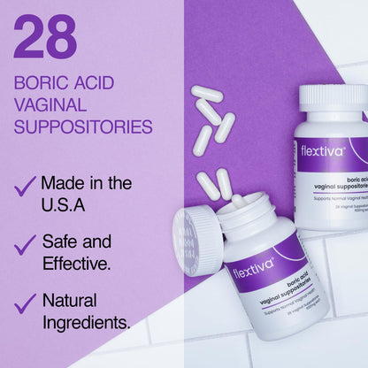 Flextiva Boric Acid Vaginal Suppositories - Boric Acid Pills for Women - Vaginal Health pH Balance for Women FlextivaBuy Supplements Australia
