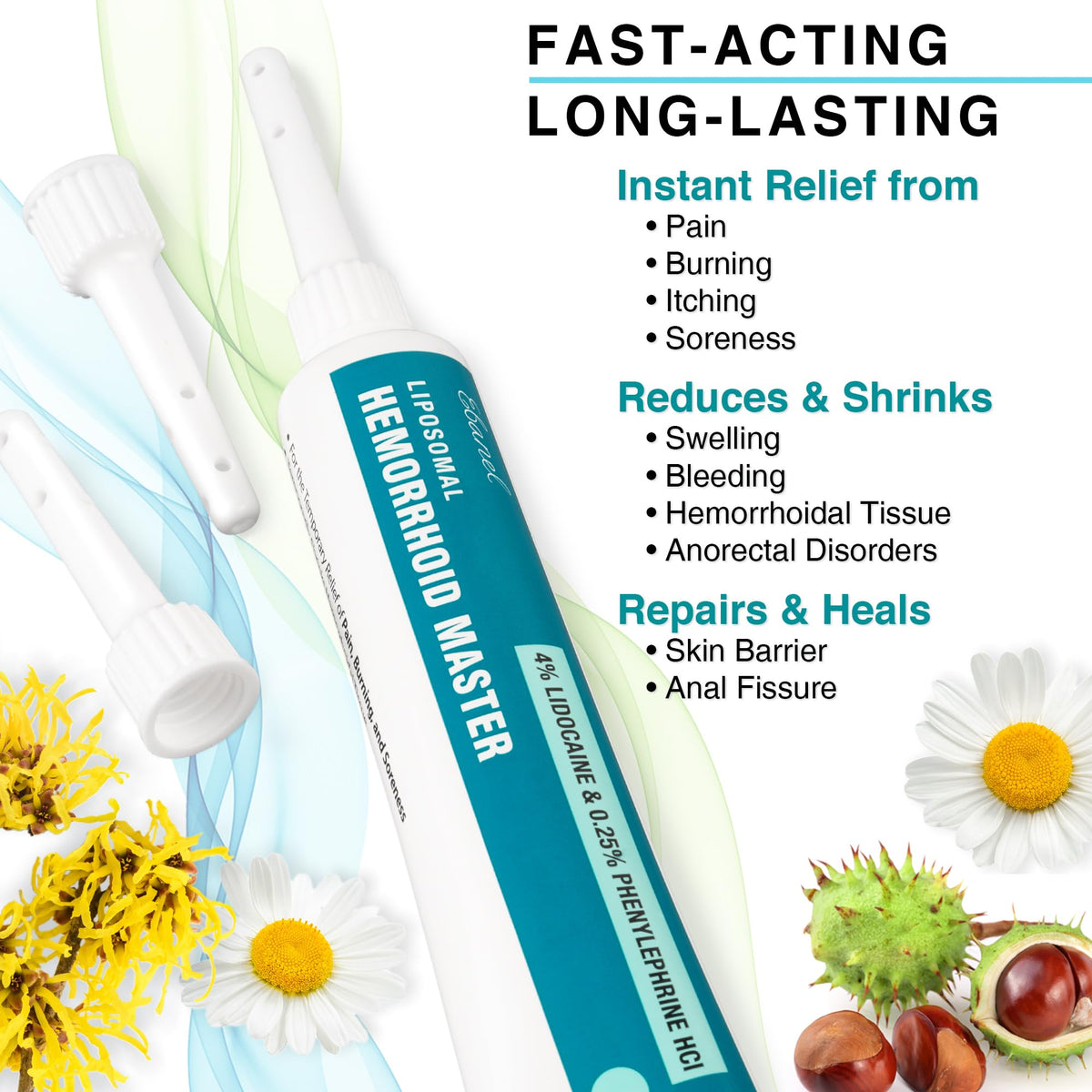 Ebanel 4% Lidocaine Hemorrhoid Treatment Ointment with Phenylephrine, Witch Hazel, Vitamin B6, Zinc Oxide, Frankincense, External and Internal Hemorrhoids Treatment Burn Itch Pain Relief Anal Cream EbanelBuy Supplements Australia