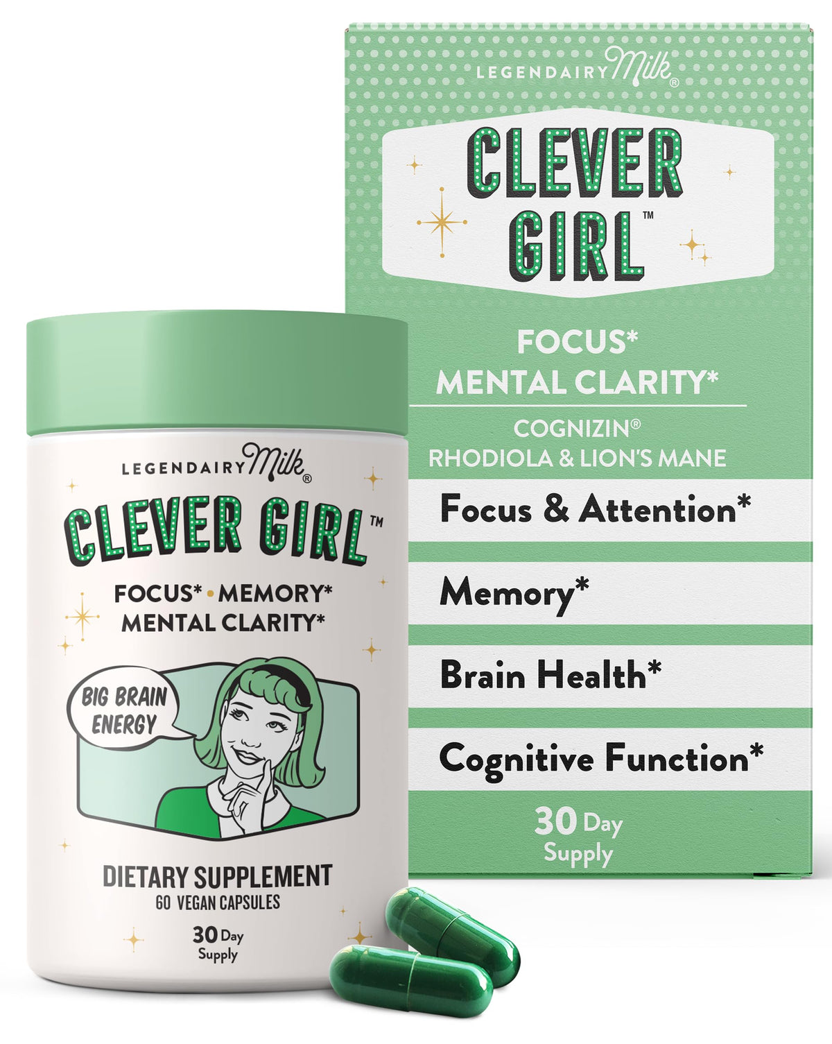 Legendairy Milk Clever Girl - Focus Supplement with Lion’s Mane & Citicoline - Nootropic Lions Mane Supplement for Memory, Focus & Mental Clarity, 30 Servings Legendairy MilkBuy Supplements Australia