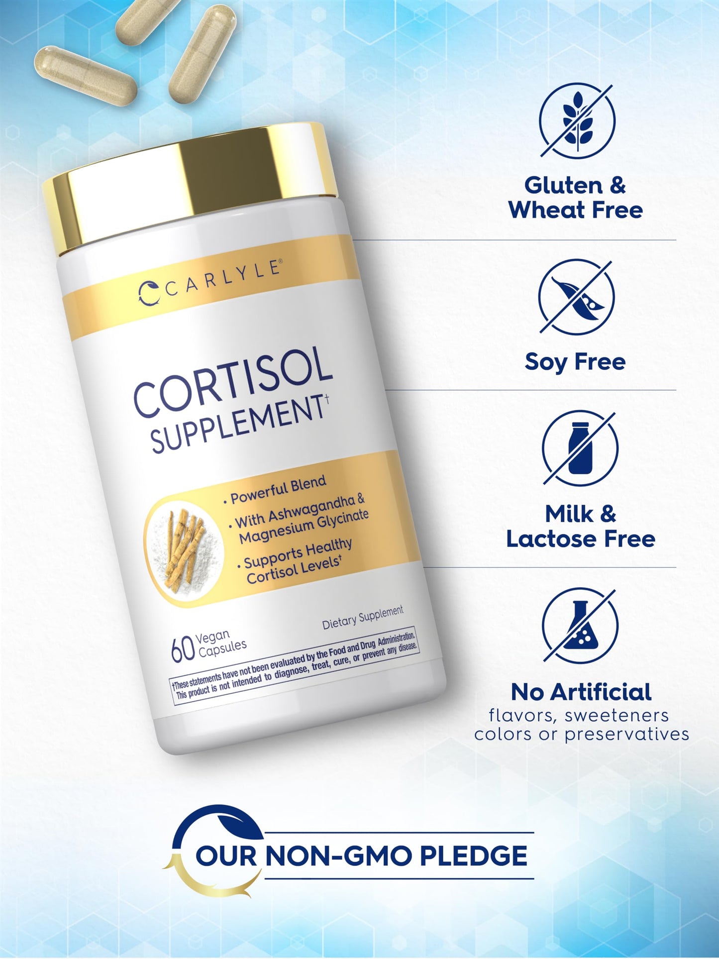 Carlyle Cortisol Supplement | 60 Vegan Capsules | Ashwagandha & Magnesium Complex | Non-GMO, Gluten Free CarlyleBuy Supplements Australia