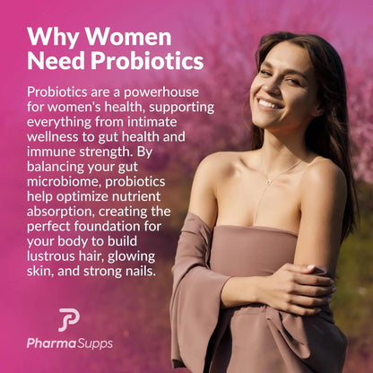 ADVANCED Women's Probiotics for Gut Health - Hair, Skin, & Nails Vitamins Support - 50 Billion CFU w/ Collagen, Biotin & Keratin - Probiotic Supplement for Digestive Health & Bloating Relief, USA-Made PharmaSupps buy supplements Au