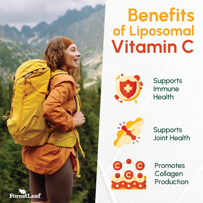 ForestLeaf Liposomal Vitamin C 1400mg Capsules | High Dose Vitamin C Liposomal Supplement w Coconut Oil Fatty Acids | Fast Absorption | Immune Support, Antioxidant,