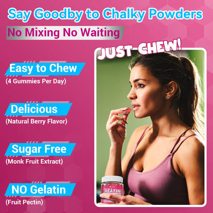 Creatine for Women Gummies, Micronized Creatine Monohydrate + Myo-Inositol, Collagen Peptides, BCAAs, Hyaluronic Acid, Vitamin B6 B12, Zinc for Enërgy, Föcus, Hörmonal Balance, Sugar Free, 120 Counts LILICAREBuy Supplements Australia