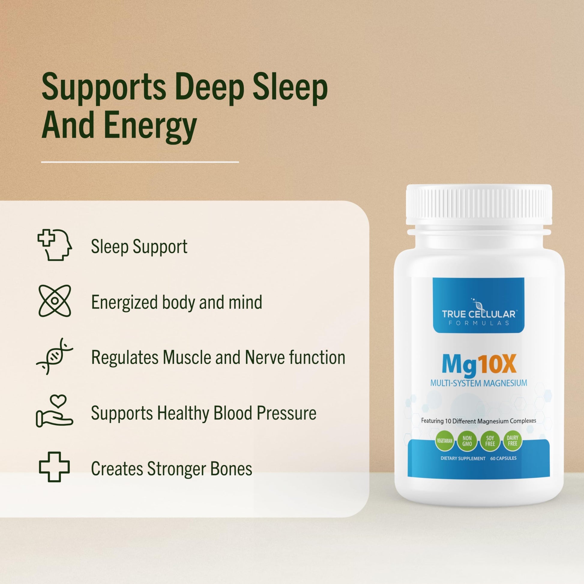 True Cellular Formulas Mg10X Multi-System Magnesium | Supplement to Support Sleep - 60 Capsules | Enhanced Sleep, Immune System & Metabolic Support | Includes Magnesium Glycinate, Citrate and More True Cellular FormulasBuy Supplements Australia