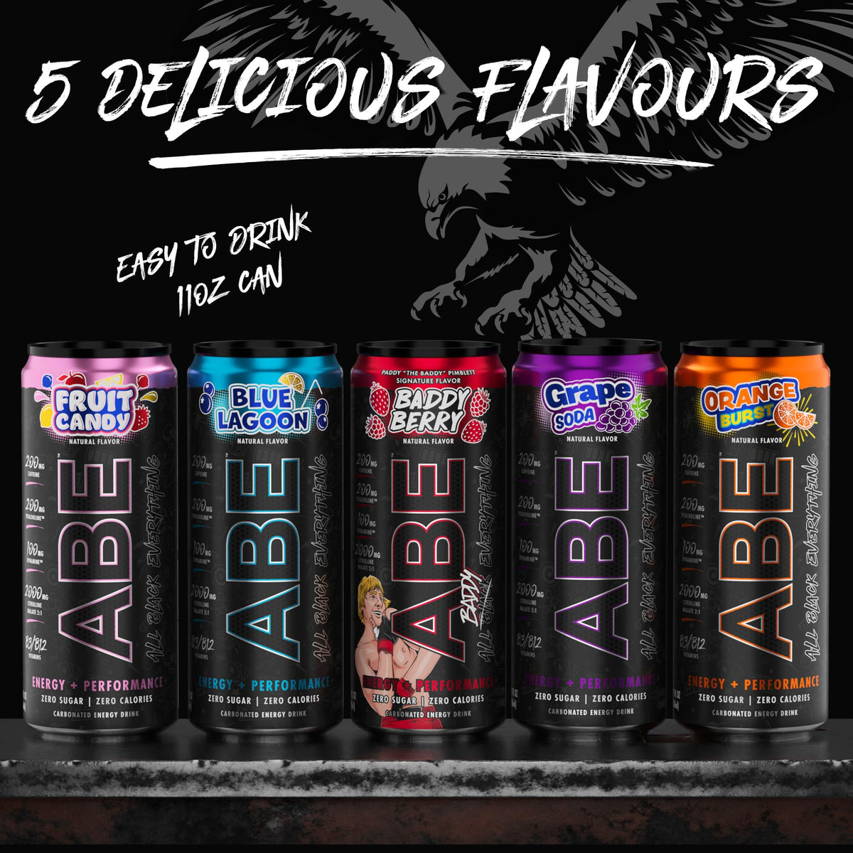 ABE Energy + Performance Sugar Free Energy Drink - All Black Everything Drink ABE all black everythingBuy Supplements Australia