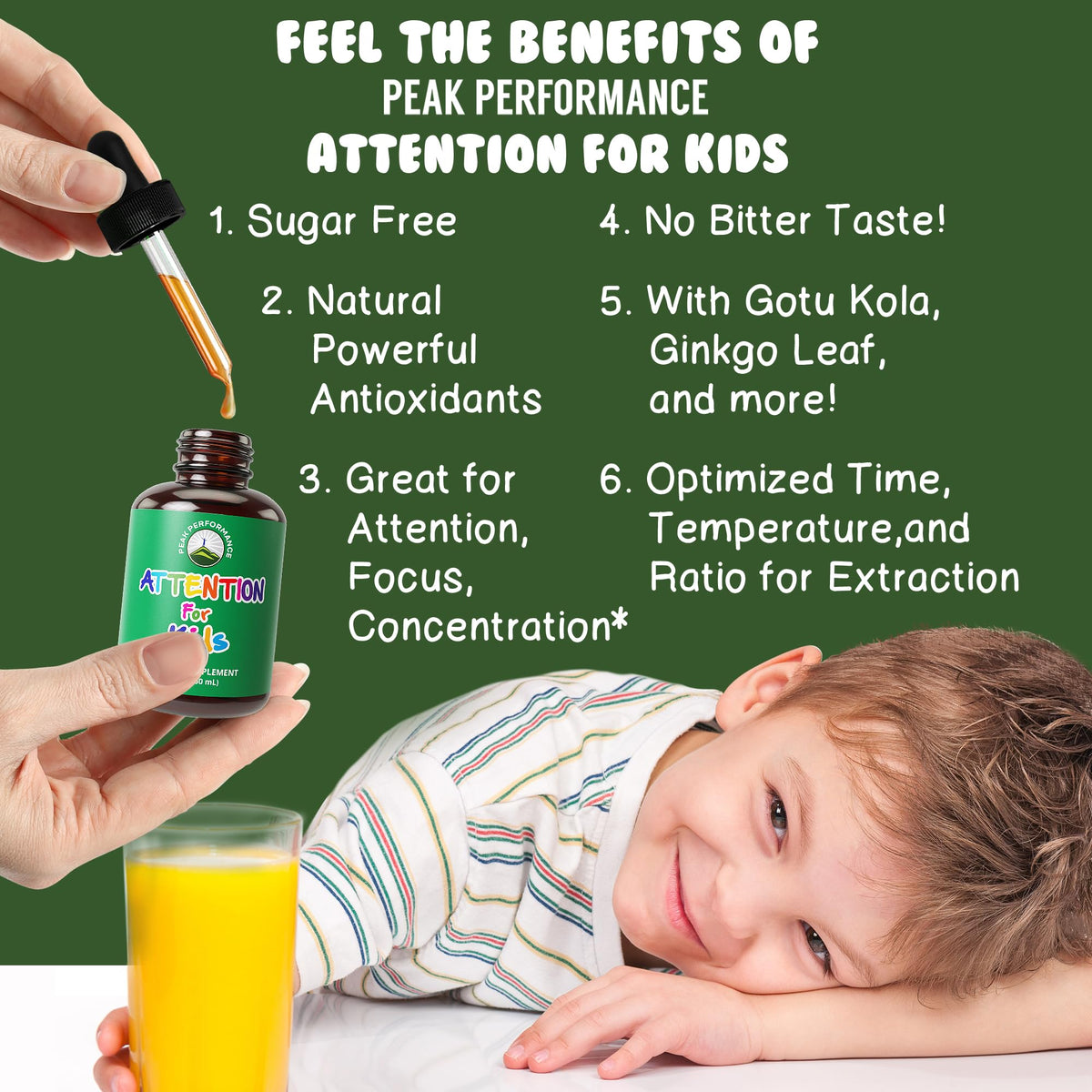 Kids Focus Drops. Attention Deficit Liquid Supplement for Concentration, Attention, Brain, Memory. No Bitter Taste. Natural Non-Habit Forming Sugar Free 7-in-1 Vegan Nootropic for Children, Teenagers Peak PerformanceBuy Supplements Australia