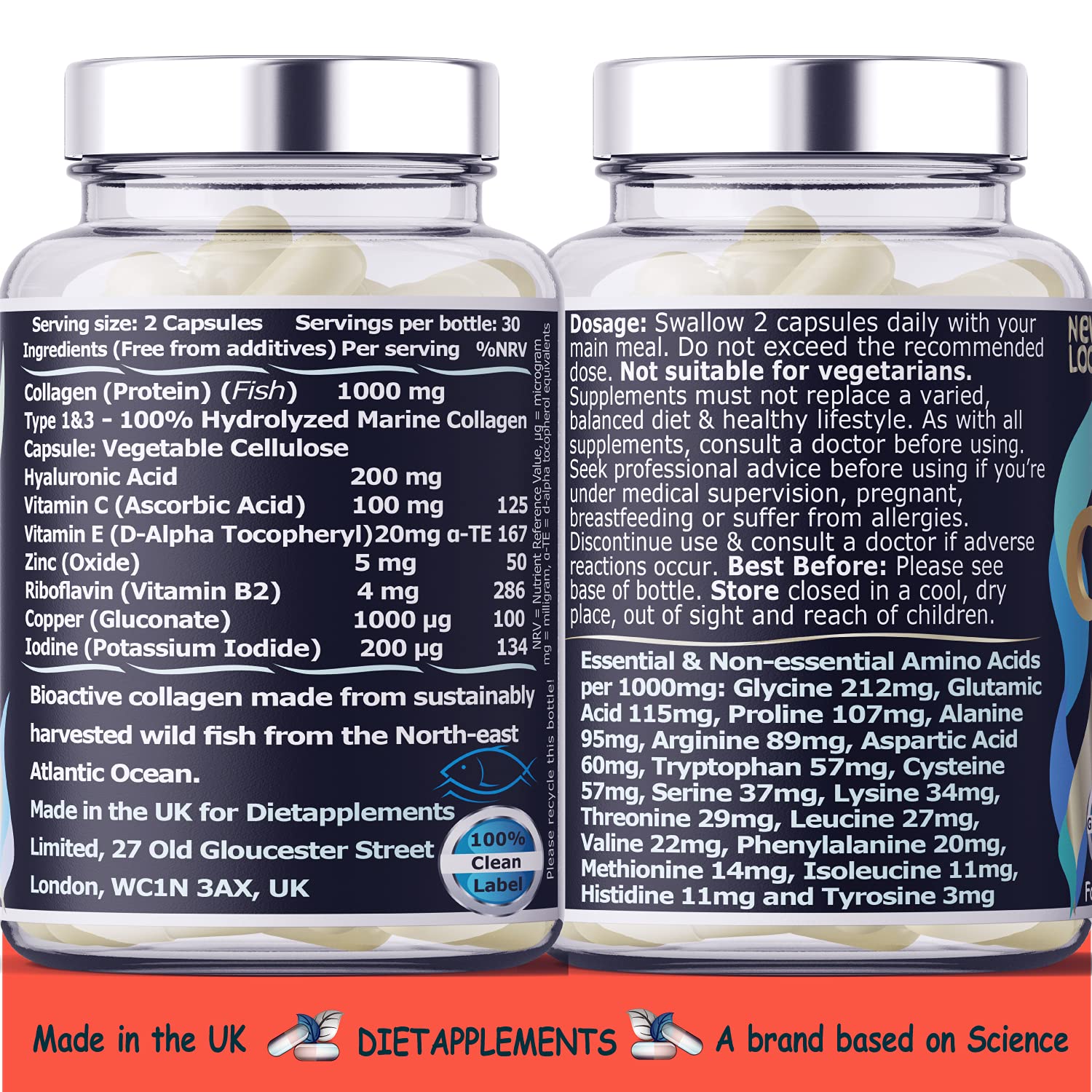 Marine Collagen Type 1&3 1000mg, Hyaluronic Acid 200mg/serving; Vitamin C, Zinc, Copper for Immune System DietapplementsBuy Supplements Australia