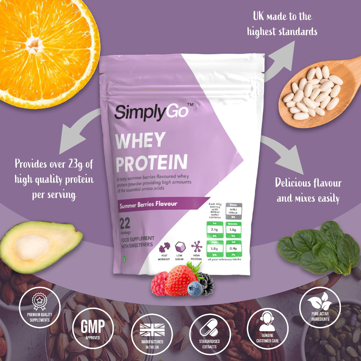 SimplyGo Whey Protein Powder | 900g | Simply Add 30g to Water, Juice or Shakes Simply SupplementsBuy Supplements Australia