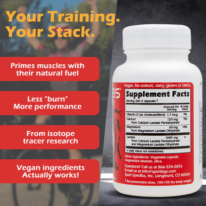 SPORTLEGS Pre-Exercise Metabolic Primer for Runners, Cyclists and Endurance Athletes - Helps Muscles Use Lactate as Fuel for Smoother, Longer-Lasting Efforts - NSF Certified for Sport - 120 Capsules SPORTLEGSBuy Supplements Australia