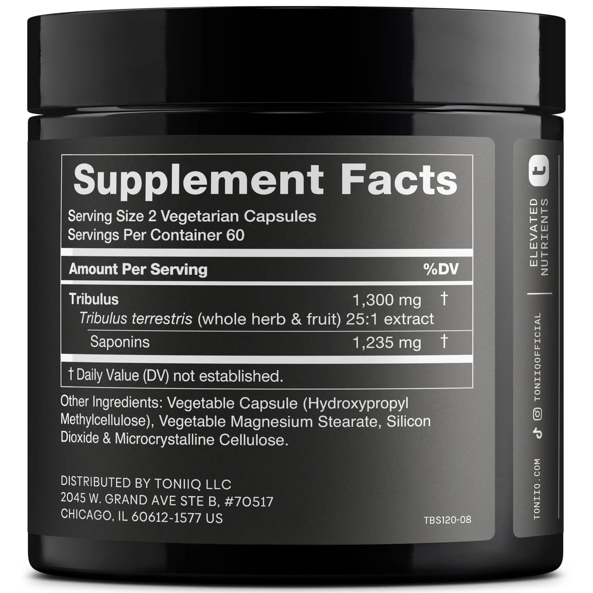 Toniiq Tribulus Terrestris for Men - Ultra High Potency 25:1 Extract with 95% Saponins - 1300mg Pure & Concentrated Formula - Third-Party Lab Tested for Purity & Quality - 120 Capsules Toniiq buy supplements Au