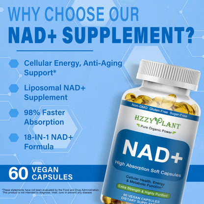 HZZYPLANT NAD+ Supplement, High Absorption NAD Supplements for Women for Cellular Energy Immune Focus Health, NAD Resveratrol Softgel Capsules, NAD Liquid Softgels Supplement, Non-GMO, 2 Month Supply HZZYPLANTBuy Supplements Australia