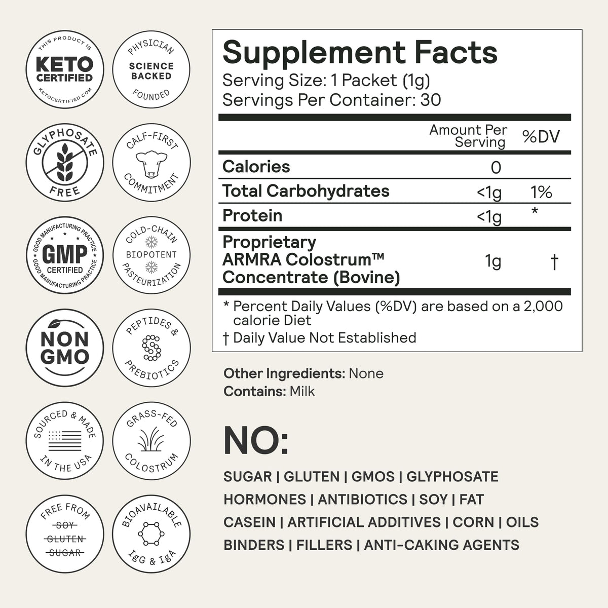 ARMRA Colostrum Powder | Unflavored | Gut Health & Bloating | Skin & Hair | Immunity | Keto, Gluten & Fat-Free | 60 Servings ARMRABuy Supplements Australia