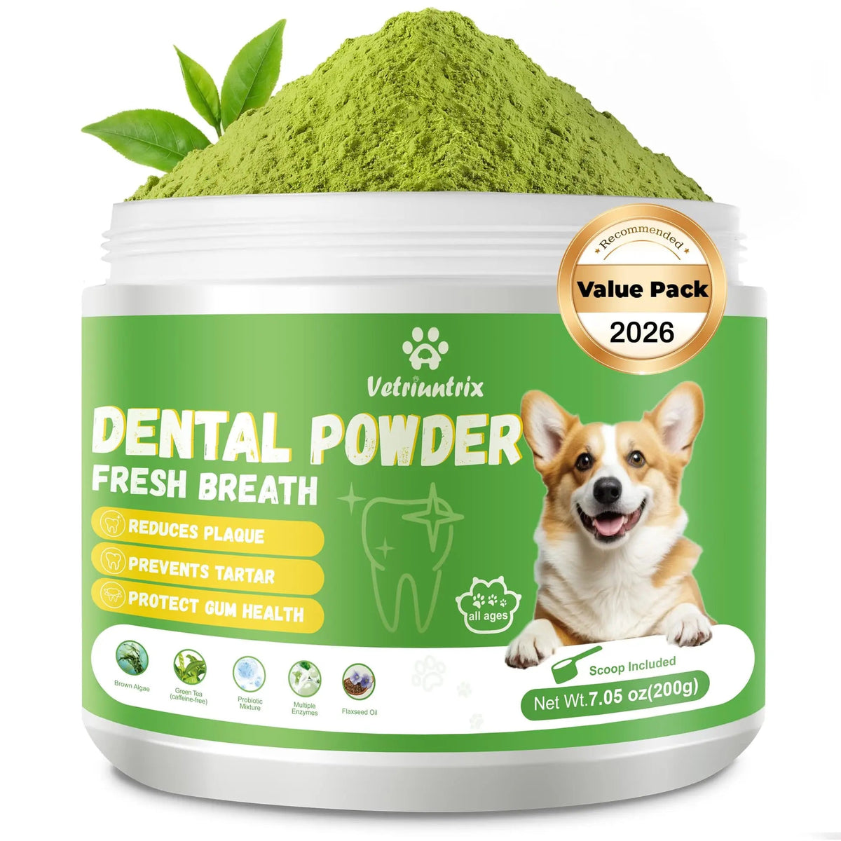 Vetriuntrix Dog Dental Powder, Dental Powder for Dogs Teeth Cleaning and Breath Fresh, Dog Teeth Cleaning Powder with Natural Plants Ingredients and Postbiotics, 200g VetriuntrixBuy Supplements Australia