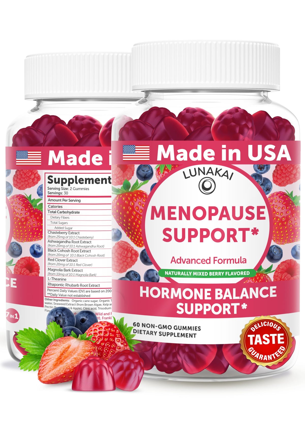 LUNAKAI USA Made Menopause Relief Gummies – Natural Menopause Supplements for Women with Black Cohosh & L-Theanine – Daily Support for Hot Flashes, Night Sweats & Hormonal Balance, 60ct LunakaiBuy Supplements Australia